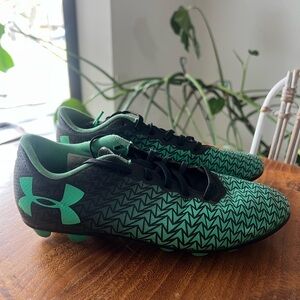 Under Armour Black and Green Patterned Cleats